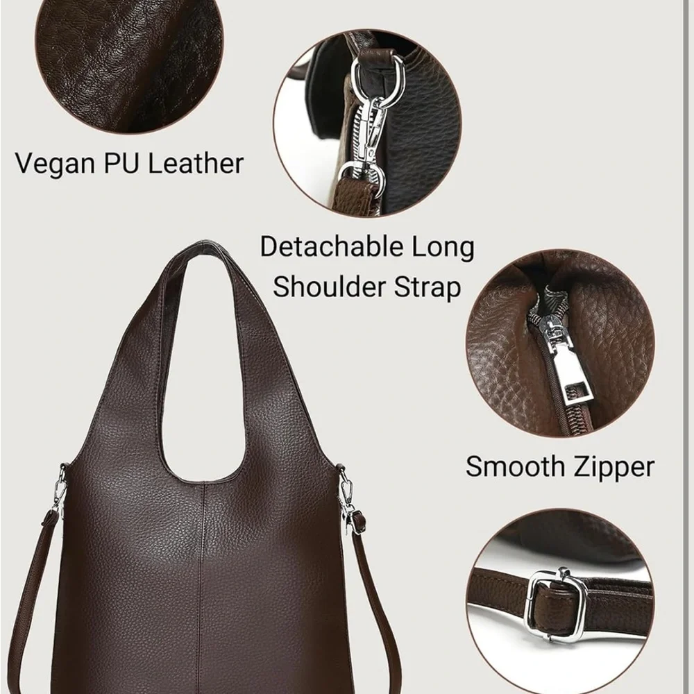 Retro Elegant Brown large slouchy hobo Tote Bag women’s purse nwt new